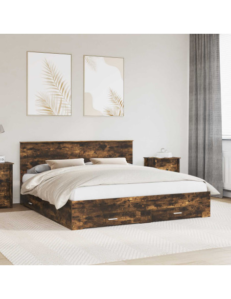 Struttura del letto Rovere fumé 200 x 200 cm Legno multistrato