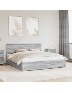 Struttura del letto con testiera Grigio Sonoma 200 x 200 cm