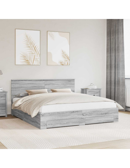 Struttura del letto con testiera Grigio Sonoma 200 x 200 cm