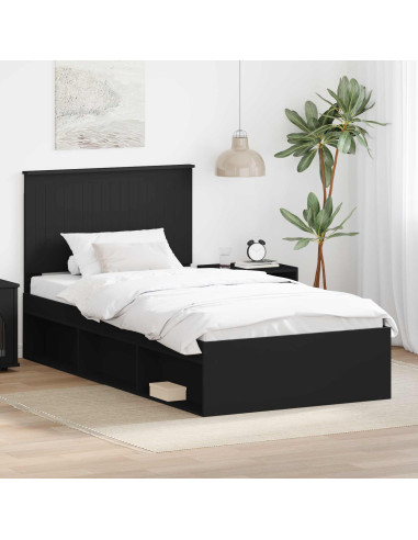 Struttura del letto Nero 100 x 200 cm Pino massello