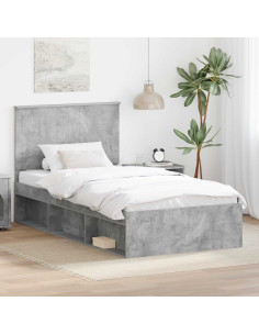 Struttura del letto Grigio Concretè 100 x 200 cm Pino massello