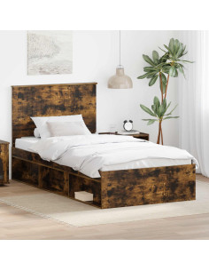 Struttura del letto Rovere fumé 100 x 200 cm Pino massello