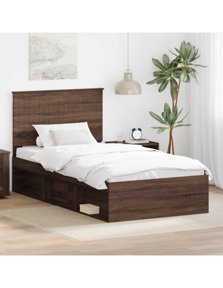 Struttura del letto Rovere Marrone 100 x 200 cm Pino massello