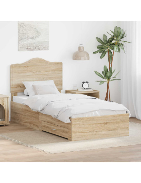 Struttura del letto Rovere Sonoma 70 x 190 cm Legno multistrato