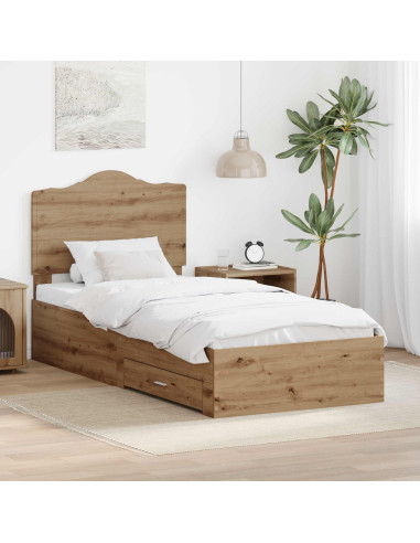 Struttura del letto con testiera Rovere artigianale 90 x 200 cm