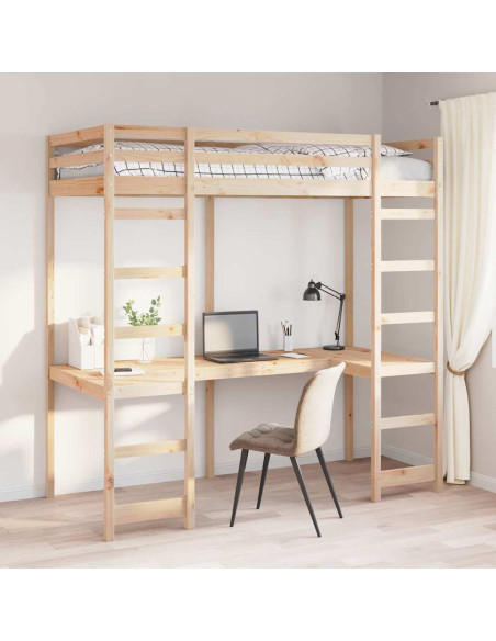 Struttura per letto soppalco Naturale 90 x 200 cm Pino massello