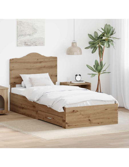 Struttura del letto con testiera Rovere artigianale 90 x 190 cm