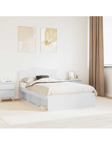 Struttura del letto Bianco 135 x 190 cm Pino massello