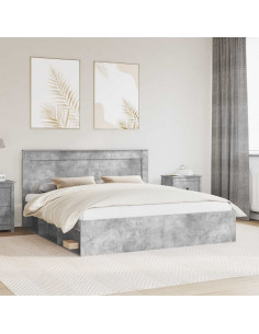 Struttura del letto Calcestruzzo 200 x 200 cm Pino massello