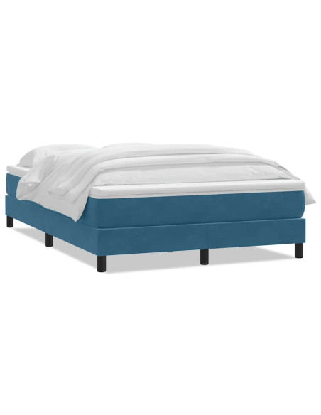 Giroletto a Molle con Materasso Blu Scuro 140x210 cm in Velluto