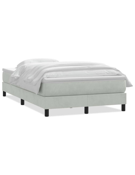 Giroletto a Molle con Materasso Grigio Chiaro 120x210cm Velluto