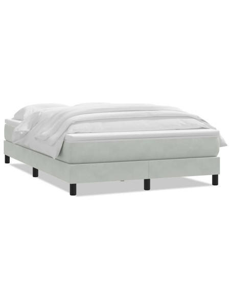 Giroletto a Molle con Materasso Grigio Chiaro 140x210cm Velluto