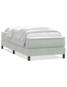 Giroletto a Molle con Materasso Grigio Chiaro 80x210 cm Velluto