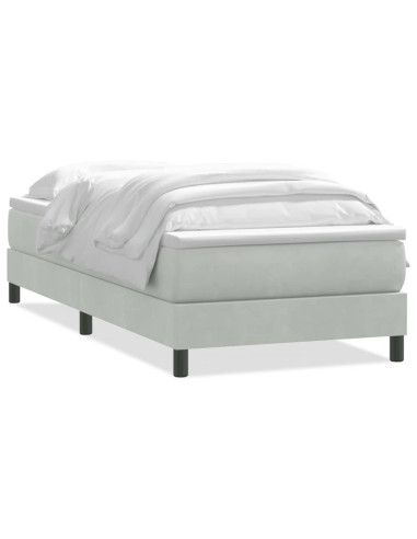 Giroletto a Molle con Materasso Grigio Chiaro 80x210 cm Velluto