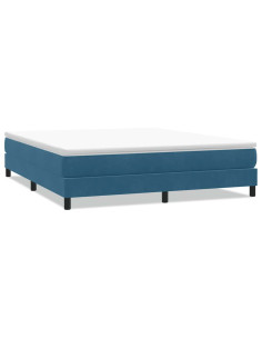 Letto a Molle senza Materasso Blu Scuro 180x220 cm Velluto