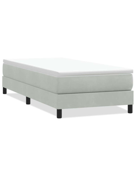 Letto a Molle senza Materasso Grigio Chiaro 80x220 cm Velluto