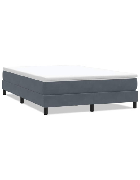 Letto a Molle senza Materasso Grigio Scuro 140x220 cm Velluto