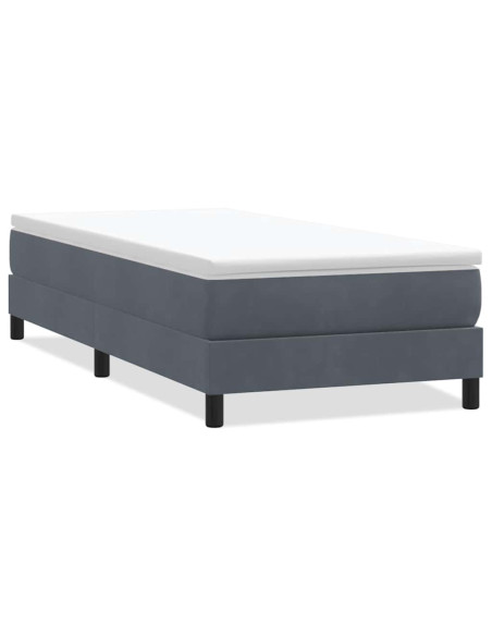 Letto a Molle senza Materasso Grigio Scuro 90x220 cm Velluto