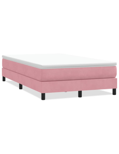 Letto a Molle senza Materasso Rosa 120x220 cm in Velluto