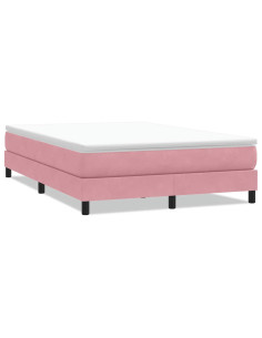 Letto a Molle senza Materasso Rosa 140x220 cm in Velluto