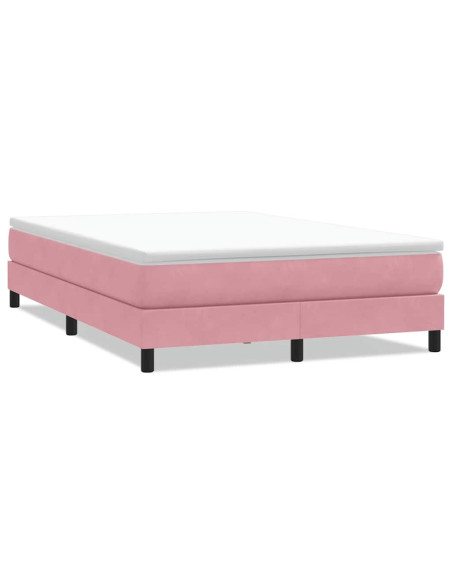 Letto a Molle senza Materasso Rosa 160x220 cm in Velluto
