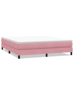 Letto a Molle senza Materasso Rosa 180x220 cm in Velluto