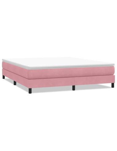 Letto a Molle senza Materasso Rosa 180x220 cm in Velluto
