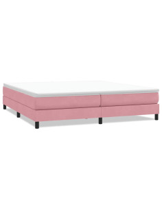 Letto a Molle senza Materasso Rosa 200x220 cm in Velluto