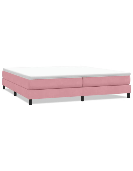 Letto a Molle senza Materasso Rosa 200x220 cm in Velluto