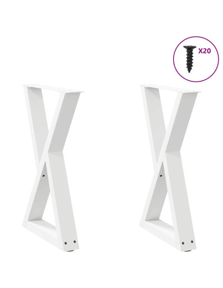 Gambe per tavolo da pranzo 2 pz bianche 50x(72-73,3) cm in acciaio