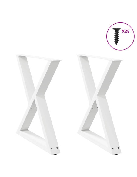 Gambe per tavolo da pranzo 2 pz bianche 70x(72-73,3) cm in acciaio