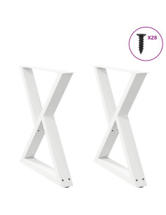 Gambe per tavolo da pranzo 2 pz bianche 80x(72-73,3) cm in acciaio