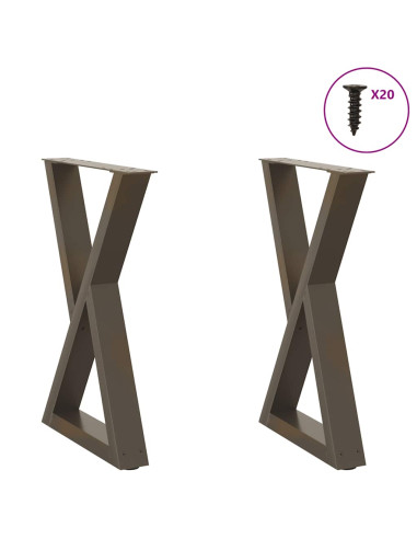 Gambe per tavolo da pranzo 2 pz in acciaio naturale 50x(72-73,3) cm