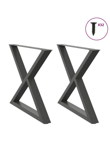 Gambe per tavolo da pranzo 2 pz Antracite 90x(72-73,3) cm Acciaio