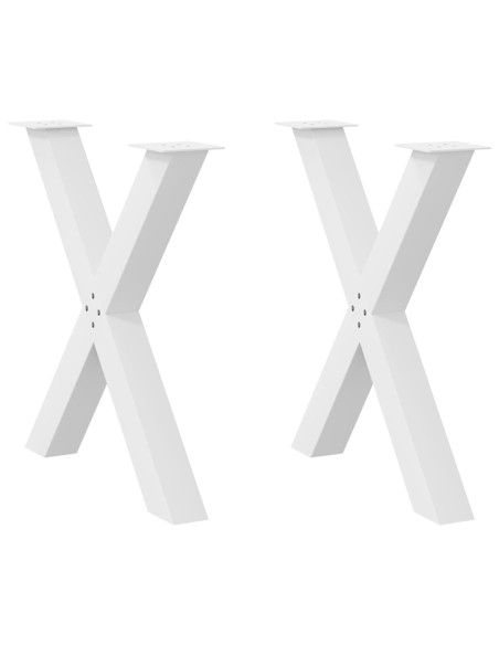 Gambe per tavolo da pranzo a forma di X 2 pz bianche 70x(72-73) cm in acciaio