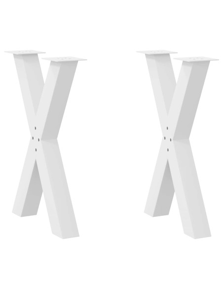 Gambe per tavolo da pranzo a forma di X 2 pz bianche 60x(72-73) cm in acciaio