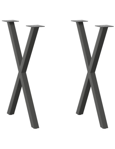 Gambe per tavolo da pranzo a forma di X 2 pz Antracite 50x(72-73) cm Acciaio