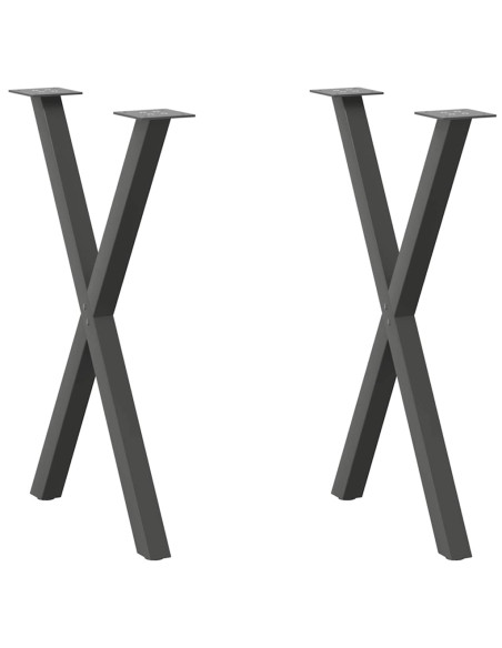 Gambe per tavolo da pranzo a forma di X 2 pz Antracite 50x(72-73) cm Acciaio