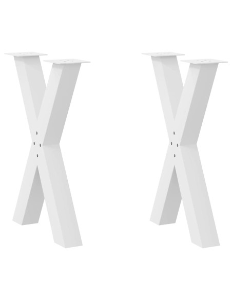 Gambe per tavolo da pranzo a forma di X 2 pz bianche 50x(72-73) cm in acciaio