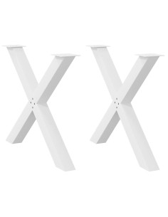Gambe per tavolo da pranzo a forma di X 2 pz bianche 90x(72-73) cm in acciaio