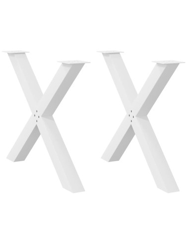 Gambe per tavolo da pranzo a forma di X 2 pz bianche 90x(72-73) cm in acciaio