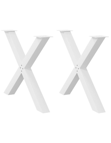 Gambe per tavolo da pranzo a forma di X 2 pz bianche 90x(72-73) cm in acciaio