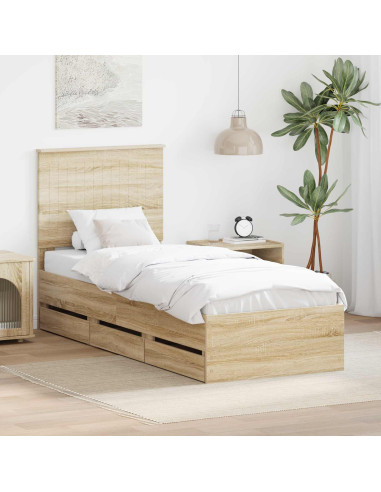 Struttura del letto con cassetto Rovere Sonoma 75 x 190 cm