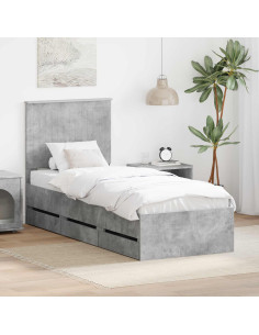 Struttura del letto con cassetto Grigio cemento 75 x 190 cm