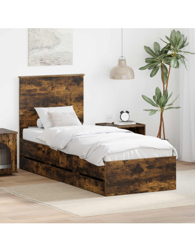 Struttura del letto con cassetto Rovere fumé 75 x 190 cm