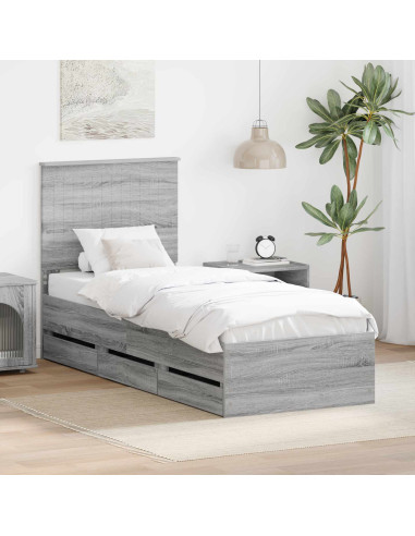Struttura del letto con cassetto Grigio Sonoma 75 x 190 cm