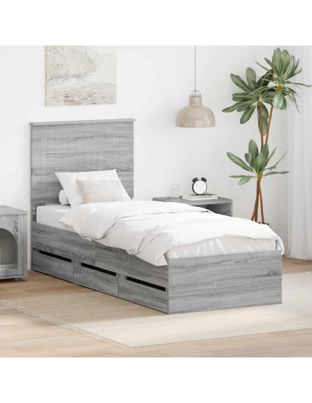 Struttura del letto con cassetto Grigio Sonoma 75 x 190 cm