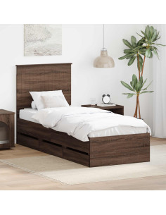 Struttura del letto con cassetto Rovere Marrone 75 x 190 cm