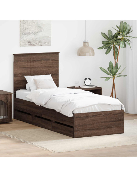 Struttura del letto con cassetto Rovere Marrone 75 x 190 cm