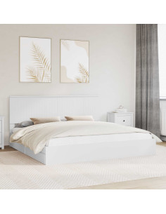 Letto con Contenitore Bianco 200 x 200 cm Legno multistrato